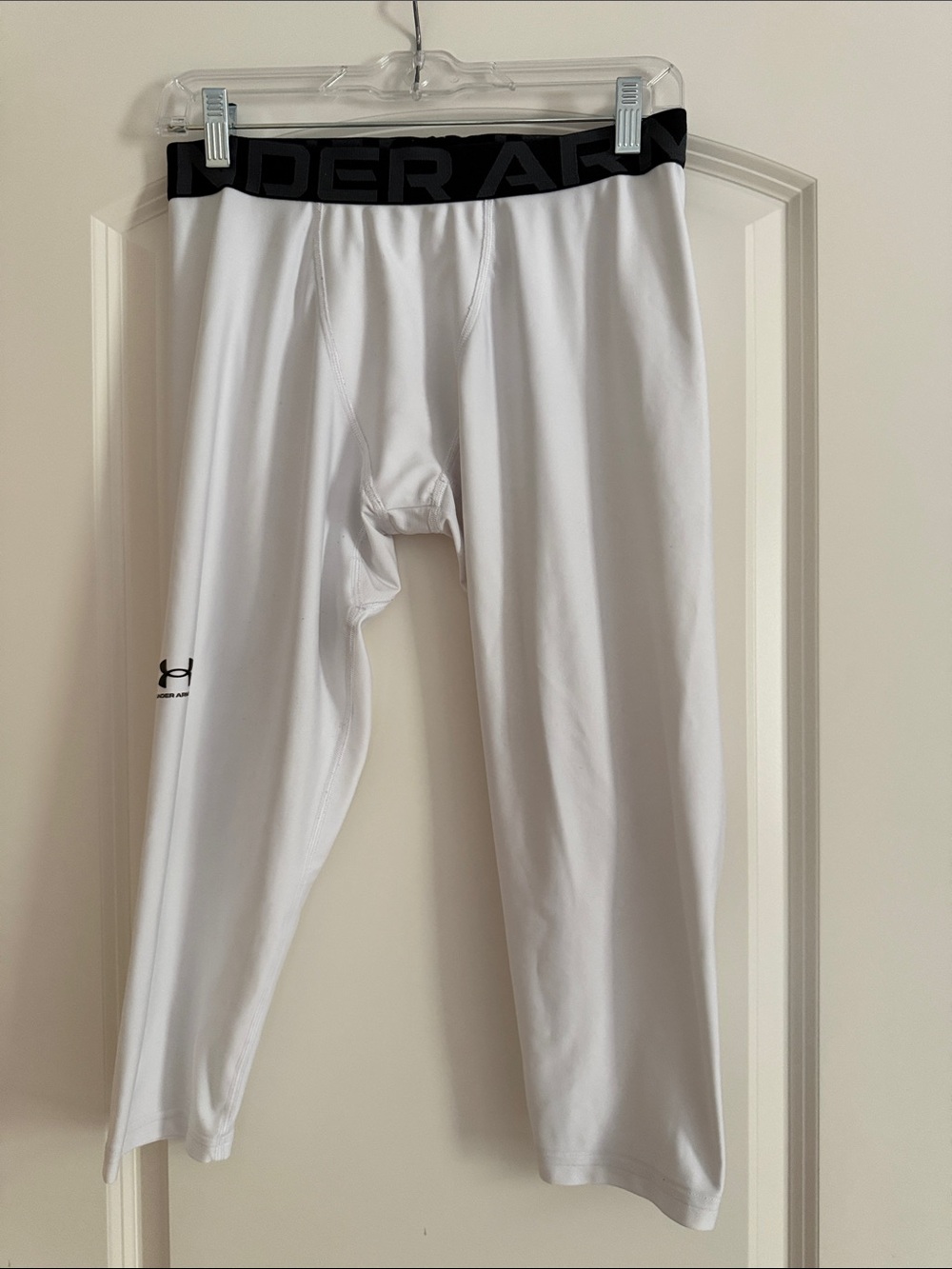 Boy’s Under Armour White Compression Tights with Black Branded Waistband - Picture 1 of 3